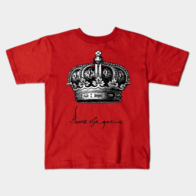 Anne Boleyn, Queen of England, Crown and Signature Kids T-Shirt by Pixelchicken